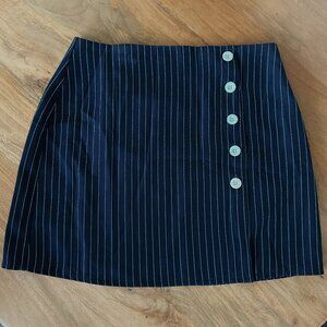 Navy White Pinstripe Mini Skirt